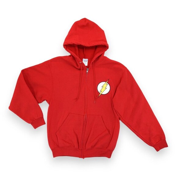 DC Comics Flash Symbol Zip-Up Hoodie Adult Full Zip Long Sleeve Size M Red - Picture 2 of 5